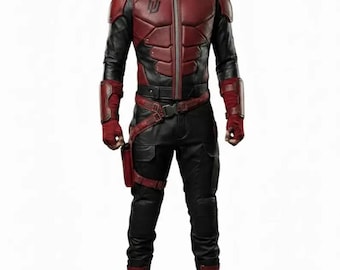 Daredevil Inspired Red & Black Tactical Leather Costume – Superhero Cosplay Suit
