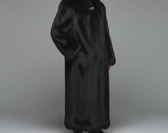Men’s Handmade original mink Fur Long Coat – Luxury Formal Winter Attire