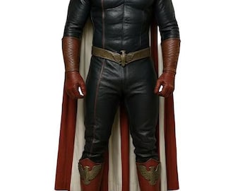 Dark Guardian Superhero Costume Set – Premium Leather Style Cape Suit for Cosplay & Halloween