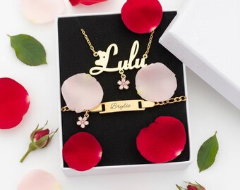 Conjunto de collar de pulsera personalizado / Personalisierte Kette & Armband / Set de Collar y Pulsera Personalizados / Gold Gift 08