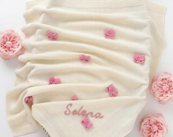 Manta de bebé personalizada / Personalisierte Babydecke mit Namen / Manta para Bebé Personalizada con Nombre / Regalo de bebé de punto suave