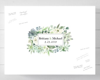 Cactus Botanical GuestBook GB141 Keepsake Gift for Wedding Couple Succulents Wreath Wedding Guest Book SALE 50/% Off Canvas Guest Book
