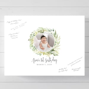Baby First Birthday Guest Book Alternative, Girl 1st Birthday, Birthday Guest Book Canvas, Birthday Guestbook, First Birthday Party Decor