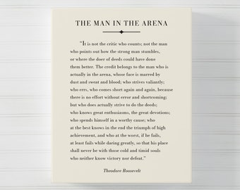 The Man in the Arena CANVAS, Theodore Roosevelt Quote, Inspirational Decor, Graduation Gift, Office Decor, Home Decor