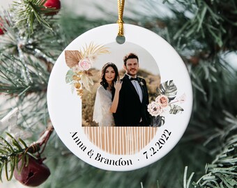 Married Ornament, Personalized First Christmas Married Ornament, Custom Photo Ornament, Mr and Mrs Ornament, Wedding Gift, Couple Gift