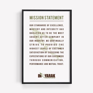 Business Mission Statement, Company Core Values, Company Vision, For Business Design, Office Sign, Office Decor