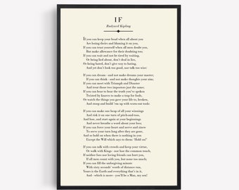 Graduation Gifts for Him, IF Poem, Rudyard Kipling, Inspirational Quote, Motivational Quote, Grad Gift, You'll be a Man, Office Decor