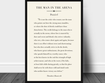 PERSONALIZED Graduation Gift, The Man in the Arena, Theodore Roosevelt Quote, Inspirational Quote, Dorm Decor, Grad Gifts for him