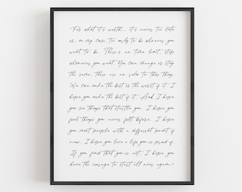 Custom Quote Wall Art, Calligraphy Print, Custom Poem, Song Lyrics, Personalized Gift, Wedding, Anniversary, Christmas Gift, Print or Canvas