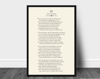 IF Poem, Rudyard Kipling, Inspirational Quote, Motivational Quote, Literature Print, Gift for Son, You'll be a Man, Graduation Gift, Office