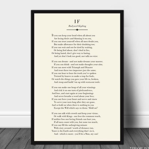 If Poem Rudyard Kipling. Printable A4 and A3 Print. Gift for - Etsy