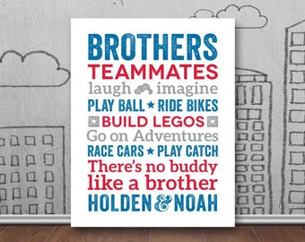 Brothers Wall Art Poster, Boys Room Decor, Brother Wall Art, Brother Quotes, Big Brother Little Brother, Brothers Sign