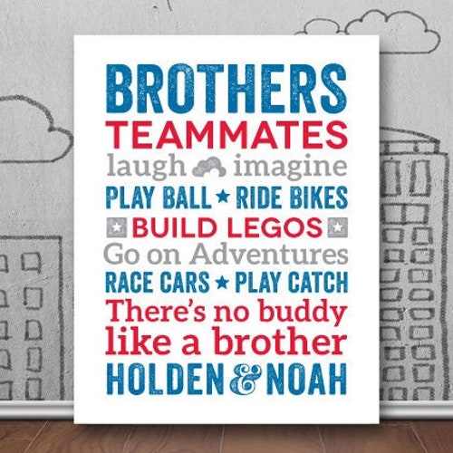 Brothers Wall Art Poster Boys Room Decor Brother Wall Art Etsy