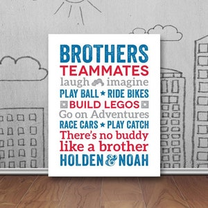 Brothers Wall Art Poster, Boys Room Decor, Brother Wall Art, Brother Quotes, Big Brother Little Brother, Brothers Sign