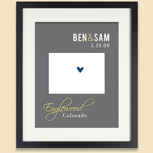 Personalized Colorado Wedding Gift, Colorado Map Print, Colorado Gift for Couple, Colorado Print ANY State or City
