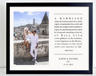 Ein Ehe-Gedicht, Ehe-Zitat, Mark Twain-Gedicht, Hochzeitsgeschenk, Ehe-Geschenk für Braut und Bräutigam, Foto-Geschenk für Paar, Schlafzimmer-Dekor