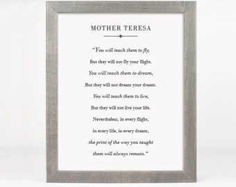 You Will Teach Them To Fly, Mother Teresa Quote, Inspirational Wall Art, Minimalist Art Print, Gift for New Mom, Encouraging Words