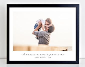 Personalized Gift for Dad, Photo Gift for Dad, Father Gift from Son, Superhero Print, Father Son, Dad Gift, UNFRAMED