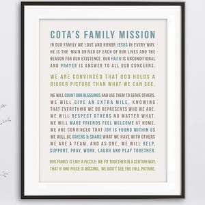 Family Mission Statement, Family Sign, Christian Family Rules, Personalized Family Rules Wall Art, Family Room Wall Art, Family Gift image 1