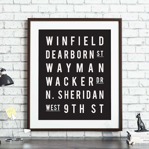 Custom Subway Art Print, Street Names, Favorite Cities Places, Subway Art Sign, Travel Gift