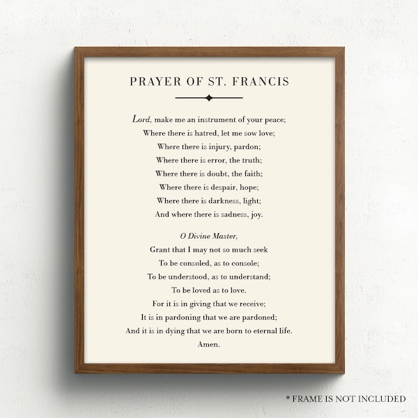 Prayer of St. Francis Wall Art, St Francis of Assisi Prayer, Saint Francis Catholic Gifts, Christian Scripture Wall Art, Birthday Gift