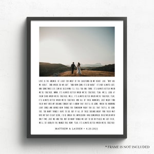 Benutzerdefinierte Songtexte mit Hochzeitsfoto, Papier Jubiläumsgeschenk, Einjähriges Jubiläum, 1. Jahrestagsgeschenk, rustikales Hochzeitszimmerdekor