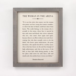 The Woman in the Arena Print, Theodore Roosevelt, Inspirational Quote Print, Daring Greatly, Graduation Gift, Office Decor, Gift for Her