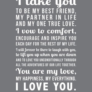 You Are My Love Marriage Vows Print, Valentines Day Gift, First ...