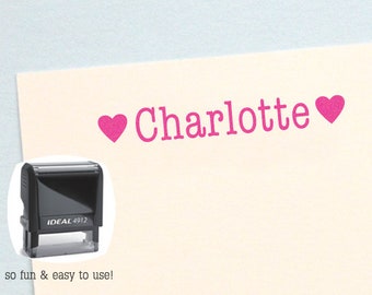 Birthday Gift for Kids, Personalized Name Stamp Hearts, Birthday Gift, Kids Name Stamp, Girl Name Stamp, Custom Name Stamp HK207