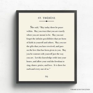 St. Therese Quote Print, St Therese of Lisieux, Saint Therese, Inspirational Quote, Birthday Gifts, Home Decor, Gift for Her, Book Page Art