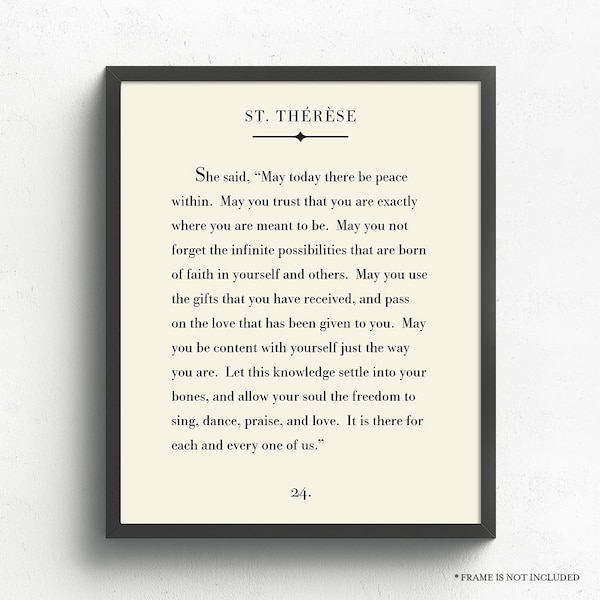 St. Therese Quote Print, St Therese of Lisieux, Saint Therese, Inspirational Quote, Birthday Gifts, Home Decor, Gift for Her, Book Page Art