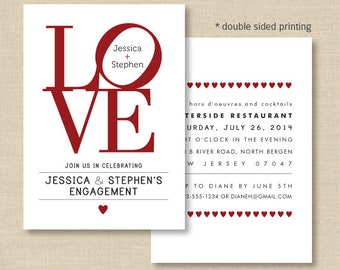 LOVE Invitations, Love Philly, Double sided invite for Engagement, Bridal shower, Wedding, Philadelphia Love Wedding