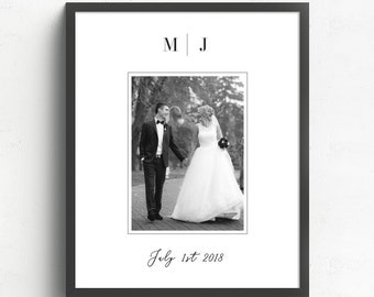 Couple's Initials Photo Gift, Paper Anniversary Gift, 1st Anniversary Photo Gift, Personalized Anniversary Gift for Couples, Wedding Gift