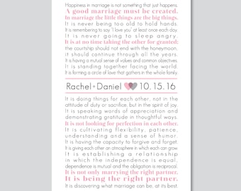 Art of Marriage, Marriage Gift, Wedding Poem, Wedding Gift for Couple, Anniversary Gift, Bedroom Decor, Marriage Quote, Paper Anniversary