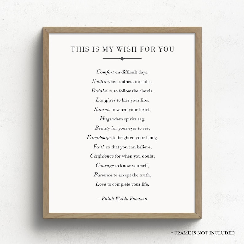 This Is My Wish For You Ralph Waldo Emerson Poetry Print | Etsy