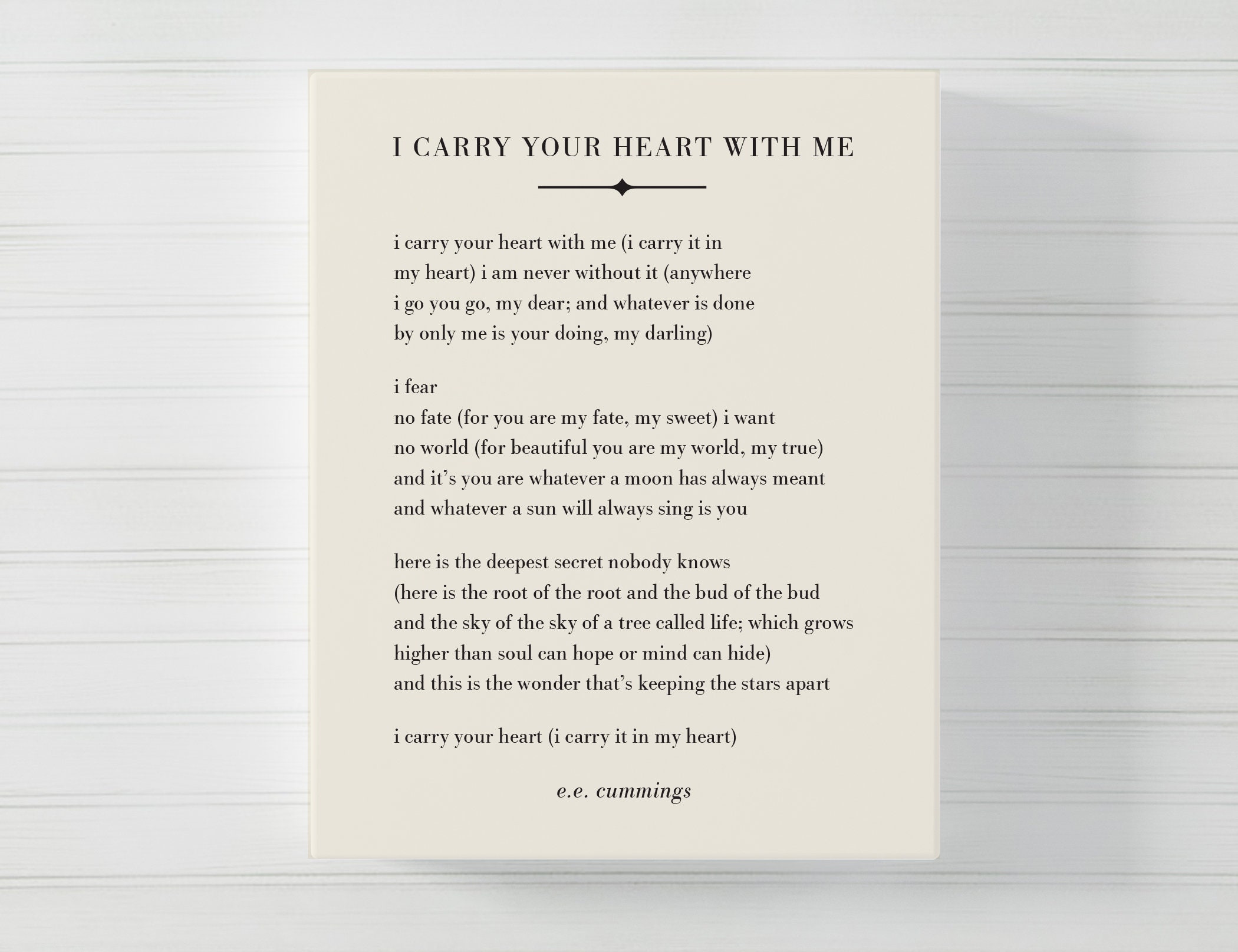 I Carry Your Heart With Me Wall Art E.E. Cummings Poem - Etsy UK