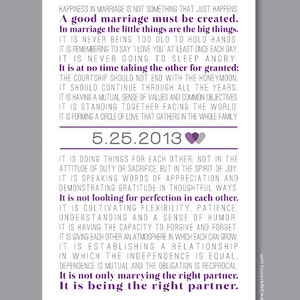 The Art of Marriage Print, Wedding Poem with Personalized date, Wedding Gift for Couple, Paper Anniversary Gift, Marriage Quotes