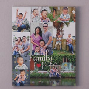 Family Photo Gift Personalized Family Photo Collage, Gift for Mom, Custom CANVAS Art family photos, baby photos, wedding Birthday Gift image 1