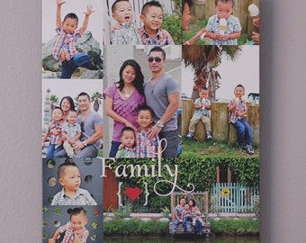 Family Photo Gift Personalized Family Photo Collage, Gift for Mom, Custom CANVAS Art (family photos, baby photos, wedding) Birthday Gift