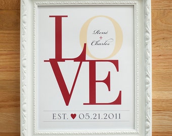 Wedding Gift for Couple, Love Print, Anniversary Gift, Love Decor, LOVE Wall Art, Unique Wedding Gift
