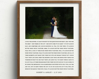 Wedding Song Lyric Wall Art, Personalized Anniversary Gift, First Dance Lyrics, Gift for Husband Wife, Paper Anniversary Gift, Bedroom Decor