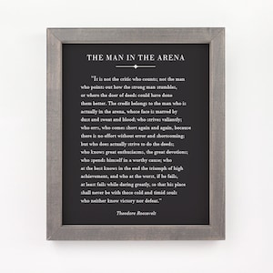 The Man in the Arena, Gift for Men, Theodore Roosevelt, Inspirational Quote, Office Office Decor Men, Gift for Him, Graduation Gift
