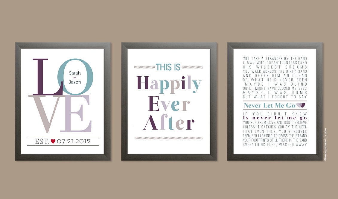Custom Trio Wedding Prints Set of three 8x10 personalized Etsy