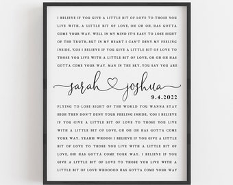 Custom Song Lyrics Wall Art, 1st Anniversary Gift, Wedding Song Lyrics, Personalized First Dance Lyrics, Wedding Gift, Gifts for Him and Her