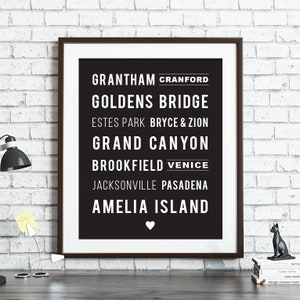 Custom Subway, Travel Art Print, Street Names, Favorite Cities Places, Subway Art Sign, Travel Gift
