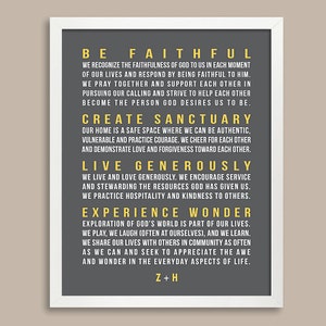 Family Rule Wall Art, Christian Family Rules Print, Mission Statement Sign (poem, inspirational quote, message) custom colors