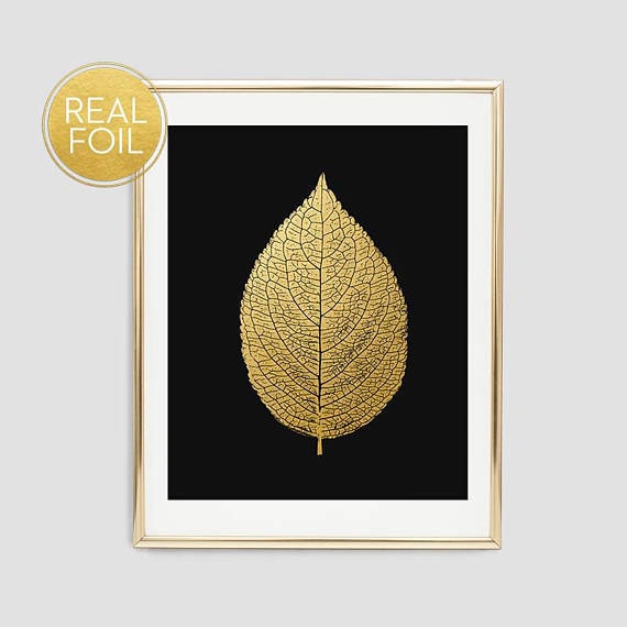 Gold Leaf Wall Art Botanical Leaf Real Gold Foil Print Gold -