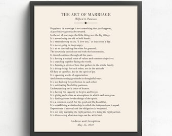 The Art of Marriage Poem, Personalized Anniversary Gift, Marriage Quotes, Wedding Gift for Couple, Wedding Poem, Marriage Blessing