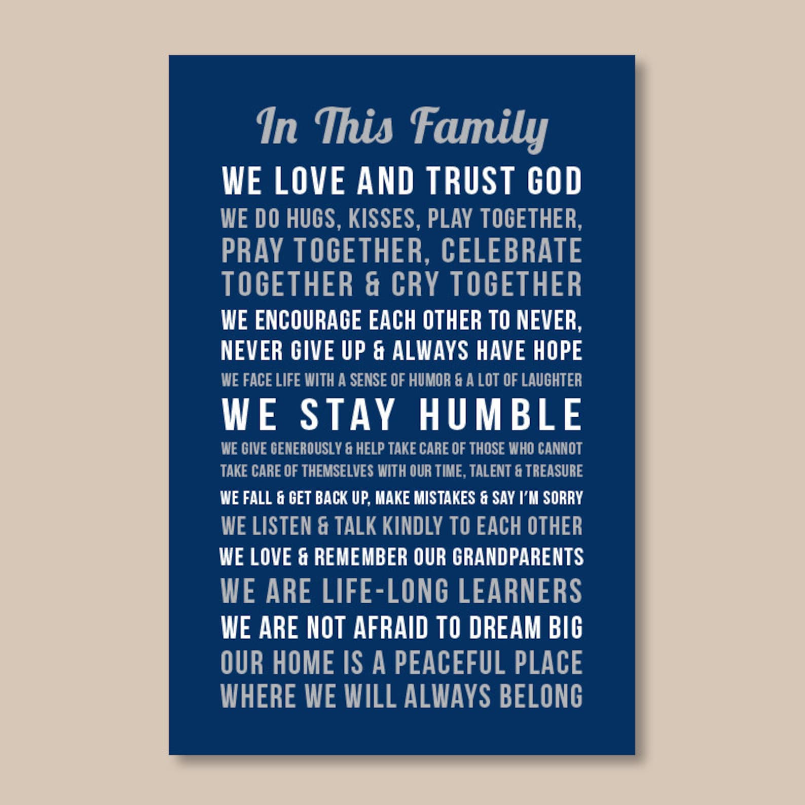 Personalized Family Rules Wall Art Religious Wall Art Family Etsy