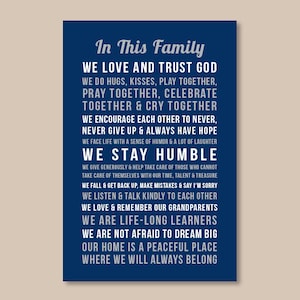 Personalized Family Rules Wall Art, Religious Wall Art, Family Mission Statement, Christian Family Rules Print